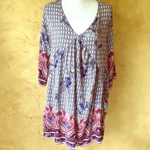 Umgee boho festival loose print short flowy dress